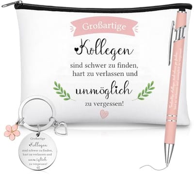 Cadeauset voor Afscheid op de Werkvloer - Make-uptas, Sleutelhanger en Balpen