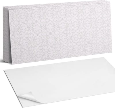 Coloray Plaktegels - Fijn plantenpatroon Wandtegel Zelfklevend - 60 cm x 30 cm - Grijs Plaktegels - 6 stuks - Rechthoek PVC Tegels - Plaktegels Keuken - Zelfklevende Vloertegels Badkamer - Vinyl Tegels - Zelfklevende Wandtegels