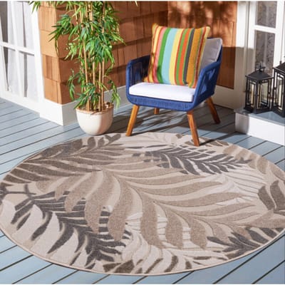 Muratap Binnen en buiten rond vloerkleed floral outdoor laagpolig tapijt 120 cm rond