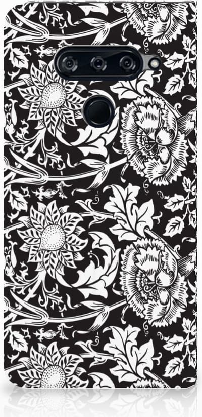 LG V40 Thinq Smart Cover Black Flowers
