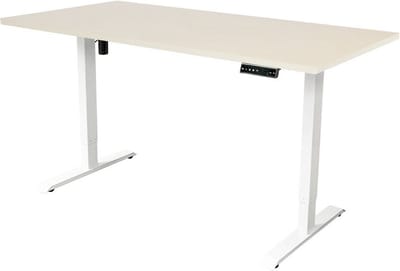 Sedero Elektrisch verstelbaar bureau - 140x80 cm - Single motor - Wit Frame met Licht eiken