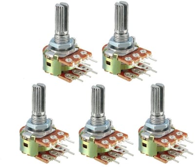 Variabele Weerstanden - Potentiometers - Elektronica Reparatie - Dubbele Rotary - 100 K Ohm - Zilverkleurig