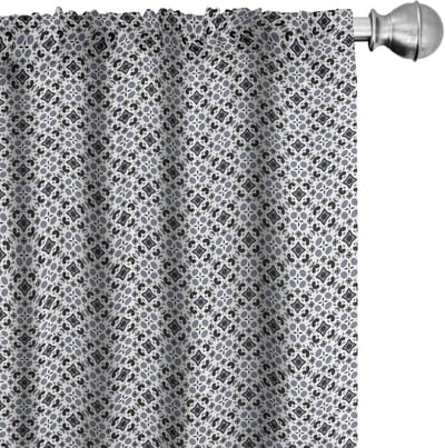 ABAKUHAUS Voorhangen – Geometrisch patroon – 2x75x225 cm – Microfibre – paarsblauw koksgrijs