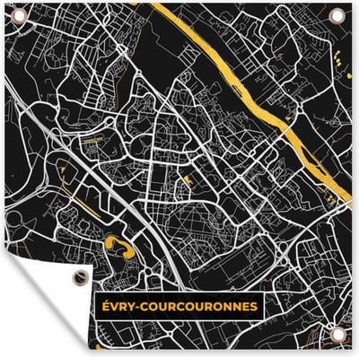 Tuin poster Stadskaart - Plattegrond - Évry-Courcouronnes - Frankrijk - Kaart - 200x200 cm - Tuindoek
