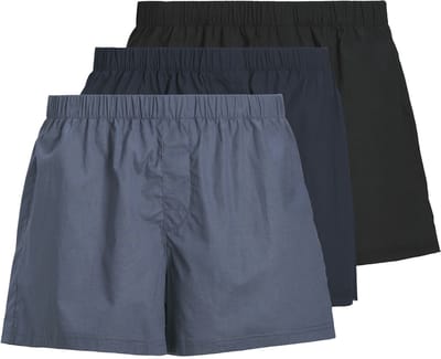 Jack & Jones Heren Wijde Boxershorts Geweven Katoen JACMILANO 3-Pack Donkerblauw/Zwart - Maat 5XL