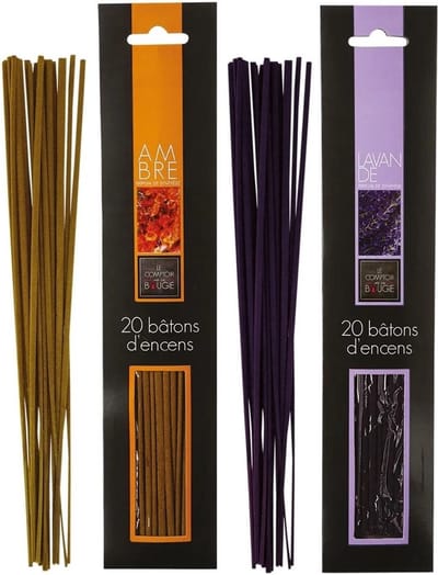 Atmosphera Wierook stokjes - set van 2 geuren - Amber en Lavendel - 25 cm - Ontspanning