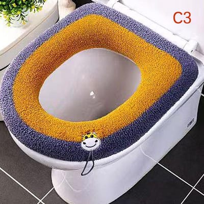 Warme toiletbrilhoes, mat, badkamerkussen met handvat, dikker, zacht, wasbaar, toiletverwarmer. orange