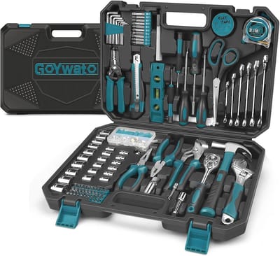 Gereedschapskoffer Gevuld Professioneel 287-Delig Gereedschapsset Voor Huishouden Met Ratelsleutel Steeksleutel Tang Rolvorksleutel Multifunctioneel Gereedschap Blauw
