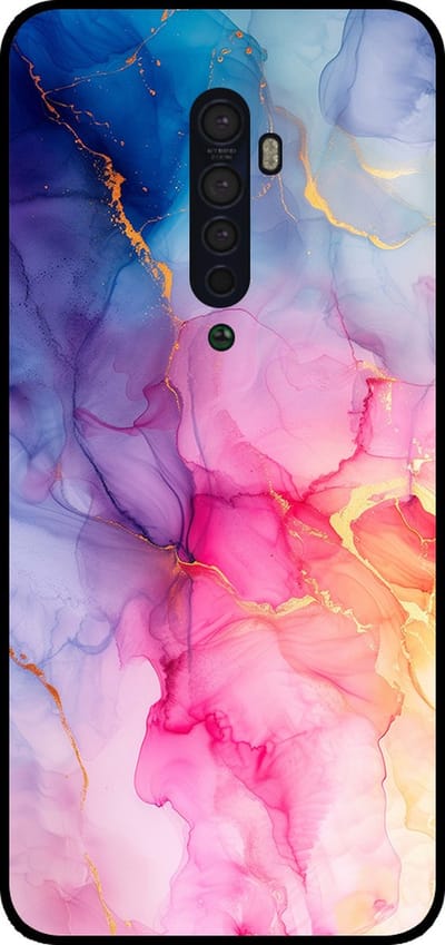 Smartphonica Telefoonhoesje Geschikt voor Oppo Reno2 met marmer opdruk - TPU backcover case marble design - Regenboog geschikt voor Oppo Reno2