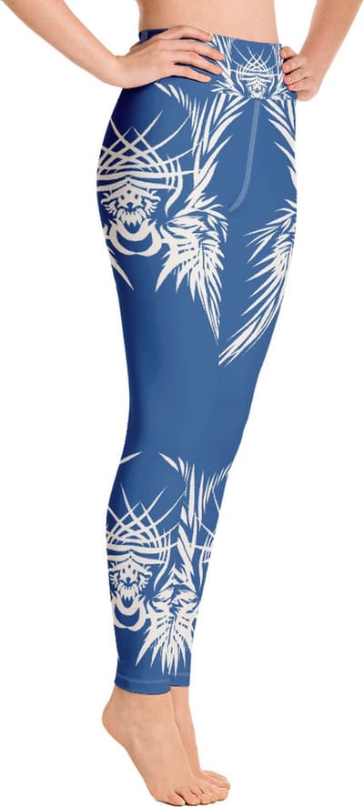 Sportlegging - design Tiger Power Up - High Waist - Dry Fit - High Performance - 4way stretch- unieke print - UPF 50+ - Hardloop - Yoga - Fitness - Dans  - Pilates - Training – sportbroek - klassiekblauw wit - maat XS