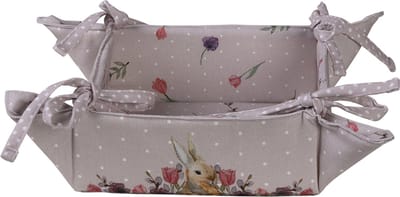 Clayre & Eef Broodmand 35x35x8 cm Beige Roze Katoen Konijn Bloemen