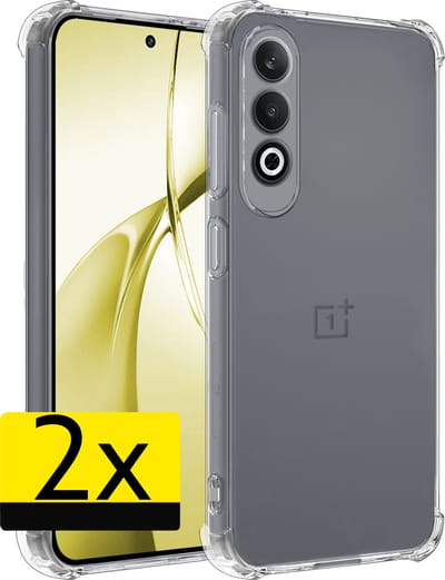 Hoesje - 2 Stuks - Geschikt voor OnePlus Nord CE4 - Sterk & Shockproof - Siliconen Case - Back Cover - Telefoon Hoes Shock Proof - Telefoonhoesjes - Transparant