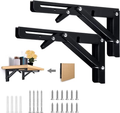 Vouwconsole voor Zware Belastingen, 250 mm, 2 Hoeksteunen, Vouwplank, Vouwtafel, 90 Graden, Maximale Belastbaarheid 50 kg, Vouwscharnier voor Tafelbladen, Muurbevestiging