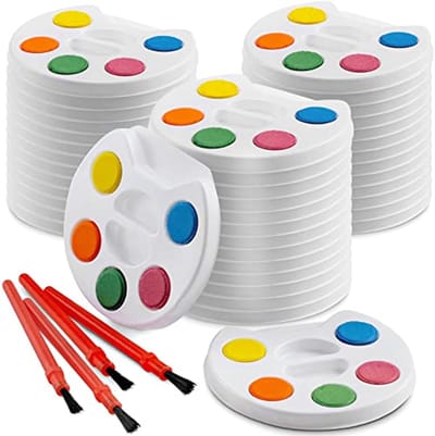 Mini Aquarelverf Set voor Kinderen - Bulk van 24 Sets met 5 Kleuren en Verfbenodigdheden