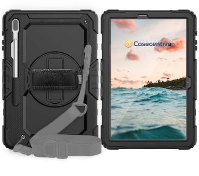 Casecentive - Handstrap Pro Hardcase met handvat - Galaxy Tab S7 FE 2021 - zwart