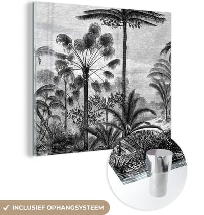 MuchoWow® Glasschilderij 50x50 cm - Schilderij acrylglas - Design - Bomen - Natuur - Planten - Botanisch - Foto op glas - Schilderijen