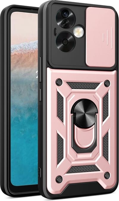 MobyDefend Hoesje - Geschikt voor Oppo A79 / OnePlus Nord N30 SE - Pantsercase Met Draaibare Ring - Rosé