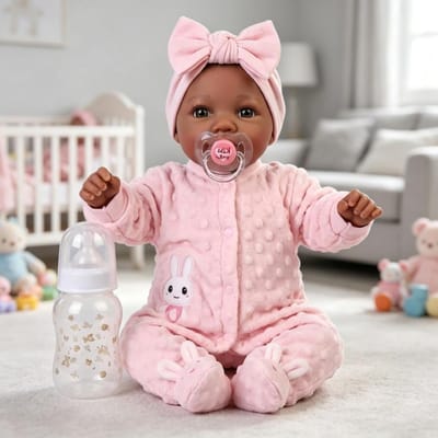 Reborn Baby Pop - Levensechte pop Pasgeboren pop - Kinderspeelgoed - Handgeschilderd haar - 43 cm - Donkerbruin