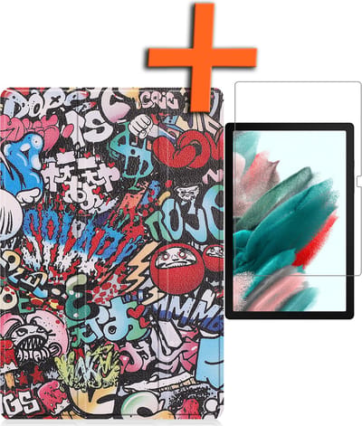 Hoesje - Geschikt voor Samsung Galaxy Tab A8 - Met Screenprotector - Trifold Bookcase - Hard Cover - Hardcover Book Case - Tablet Hoes - Graffity