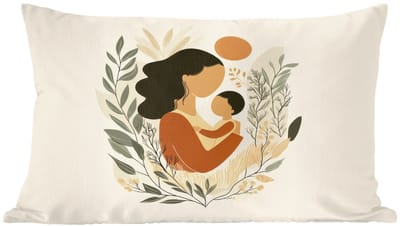 Sierkussens - Kussentjes Woonkamer - 50x30 cm - Illustratie - Moeder - Kind - Liefdevol