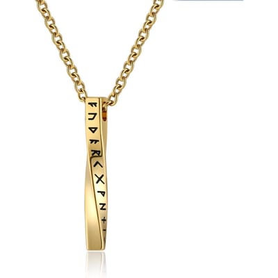 Noordse Viking Script Mobius Titanium Stalen Ketting met een Neutrale en Minimalistische Stijl beige