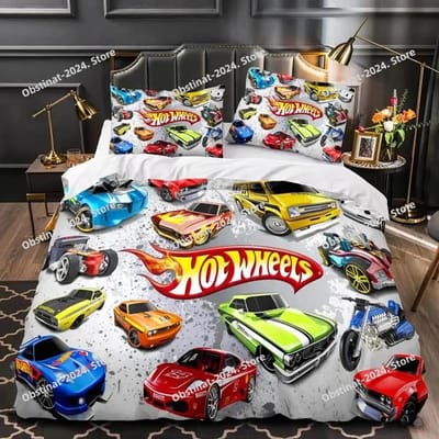 Monster Truck Hot Wheel Beddengoed Set Beddengoed Set Met Kussensloop Dekbedovertrek Zacht Eenpersoons Tweepersoons Queen Super King Size EU Single(135*200cm)3pcs