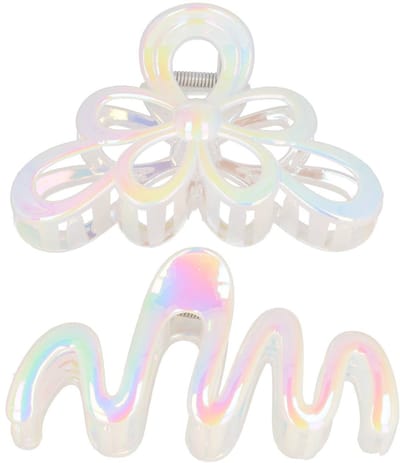 Haarsoires Haarspeld Haarklemmen 11cm – XL Bloem Krul Vorm – Wit – Set van 2 - Haarclip Klem - Hair Claw - voor Opsteken Haar - Hair Clip - Decoratieve Haaraccessoire