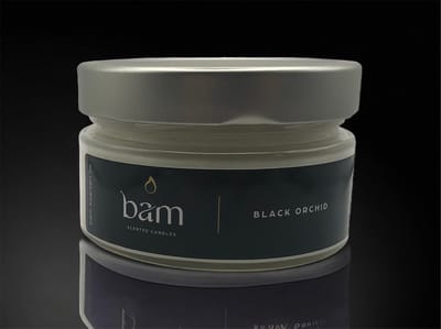 BAM kaarsen - geurkaars zwarte orchidee - 35 branduren - op basis van zonnebloemwas - cadeau - vegan - black orchid