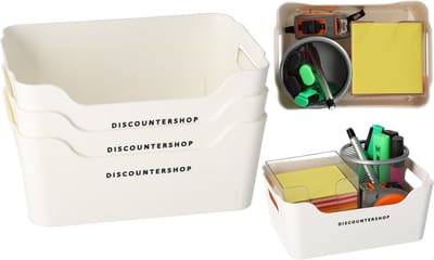 Opbergmanden Set van 4 – Witte Stapelbare Opbergboxen 1.8L – Organizer & Opbergdozen voor Kast en Plank – Ideaal voor Kinderkamer & Kantoor