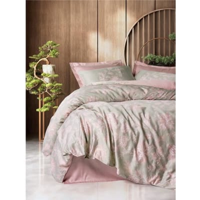 Beddengoed set - 1 dekbedovertrek 220 x 240 cm + 2 kussenslopen 60 x 60 cm - Glanzend 100% katoen - Poeder