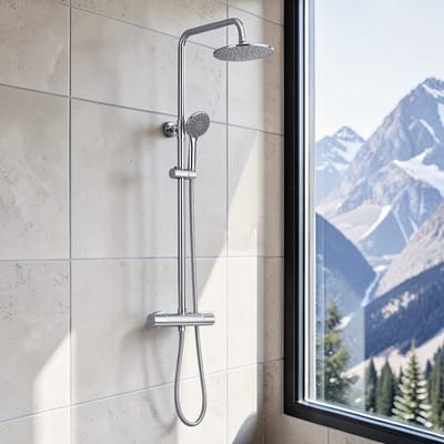 Auralum Max - Regendouche met Thermostaatkraan - Doucheset - Regendoucheset - 9 inch Douchekop - Handdouche met 3 standen - Verstelbare Hoogte 84-121 cm - Waterbesparend - Chroom