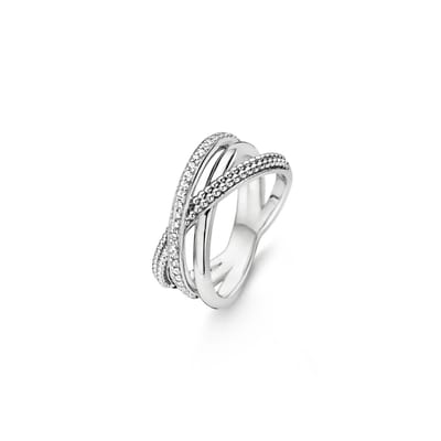 TI SENTO Dames Ring - 925 zilver - Zirconia wit - Maat 18.50 mm / maat 58 - 12022ZI