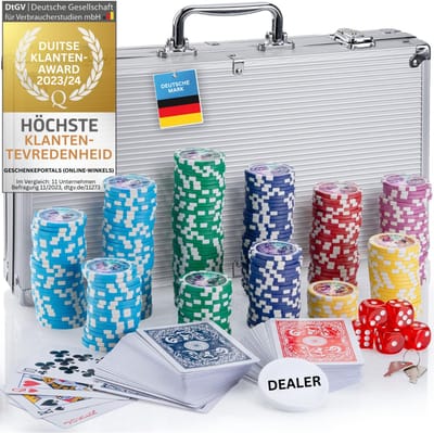 REN® Pokerset - Poker - Pokermat - Zilver - 56cm x 22cm x 5cm