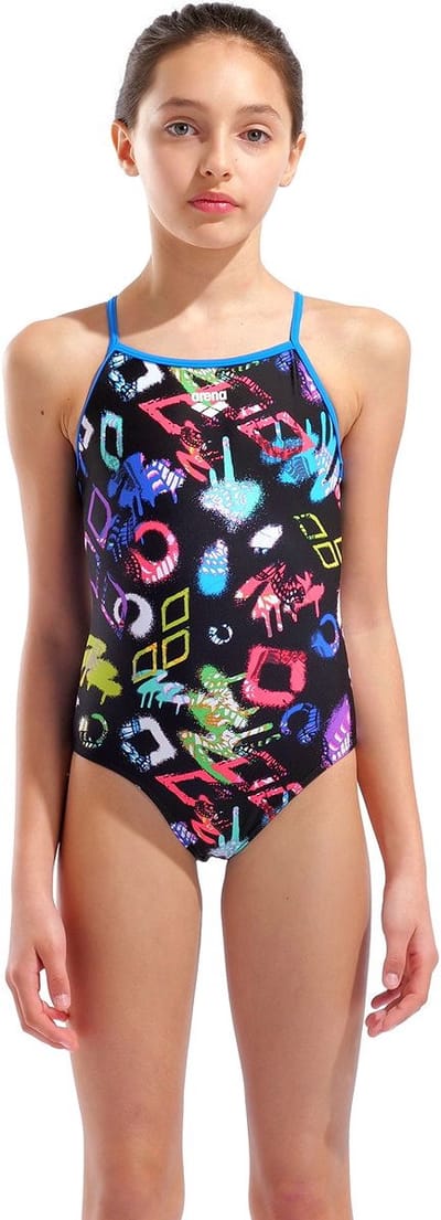 Arena Graffiti Badpak Kinderen - Zwart / Blauw | Maat: 12-13