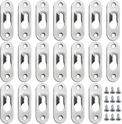 Dailygoods- Sleutelgat Hanger 30 Stuks - Metalen Beugels - 44 x 16 mm - Inclusief 60 Schroeven - Voor Foto's/Spiegels - Schokbestendig Ontwerp