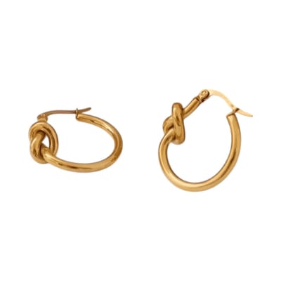Aramat Jewels | Oorringen | Ronde Oorringen met Knoop 25mm – Goudkleurig Stainless Steel | | | |4mm | Staal | Volwassenen | Verkleurd niet