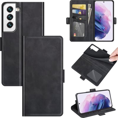 MobyDefend Hoesje - Geschikt voor Samsung Galaxy S22 - Luxe Wallet Book Case (Sluiting Zijkant) - Zwart