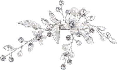Elegante Haaraccessoires voor Bruiden, Handgemaakte Haarclip met Bloemen, Parels en Kristallen, Perfect voor Bruiloften en Feestelijke Gelegenheden