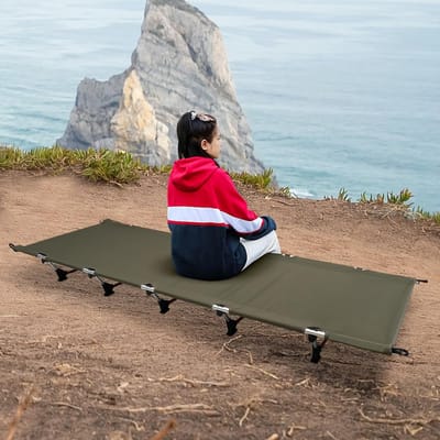 Veld Bed - Kampeerbed Opvouwbaar - Buiten Ontspannen - Robuuste Aluminium Constructie - 190 x 70 cm - Legergroen