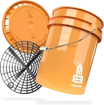 Autowas Emmer - Was Set Grit Guard - Auto Schoonmaken - Extra Stabiel Kunststof - 20 Liter - Oranje Zwart