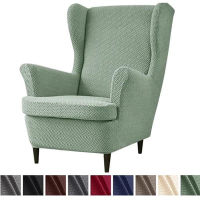 Effen Kleur Jacquard Fauteuilhoezen Stretch Spandex Wingback Fauteuilhoes Elastische Bankhoes met Zitkussenhoes