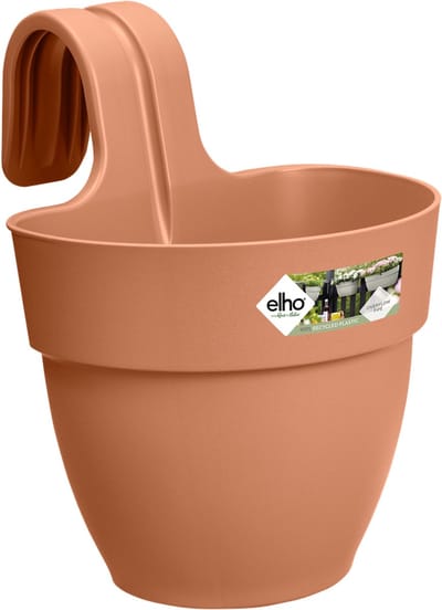 Elho Vibia Campana Easy Hanger S 21 - Balkonbak met Ophanghaken - 100% Gerecycled Plastic - Ø 20.5 x H 26.5 cm - Terra