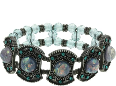 Behave - armband met blauwe kralen en vintage accenten - retro avondlook