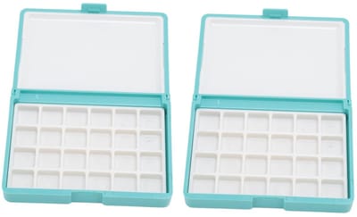 Dailygoods- Waterverf Set Draagbaar - 2-delige Aquareldozen - Kunstenaars Palet - Schilderen Onderweg - Compact en Handig - Aquarelpalet