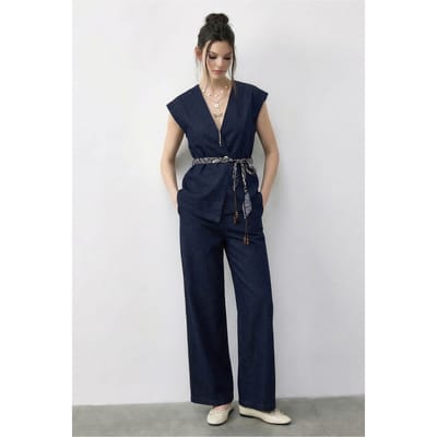 Vest en Broek Twee-delige Set met Riem Detail