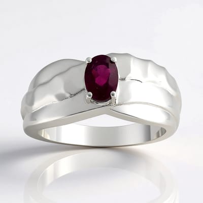 Cavill - 925 Sterling Zilver met Palladium - Roshoit Granaat 0,544 ct ovaal uit Mozambique - Stijlvolle robuuste ring - Handgemaakt, prong zetting