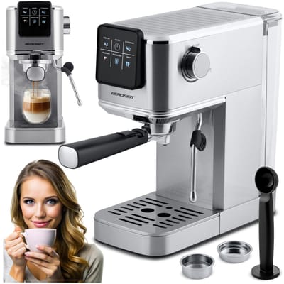 Espressomachine met portafilter 20 bar Berdsen BD-770 zilver