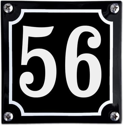 Zwart emaille huisnummer  - 56
