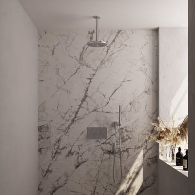 Brauer Chrome Edition thermostatische inbouw regendouche met drukknoppen SET 53 met 20 cm douchekop en plafondarm en staaf handdouche en doucheslang en wandaansluitbocht chroom