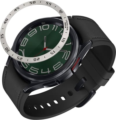 kwmobile Beschermende Ring geschikt voor Samsung Galaxy Watch 6 Classic 47mm Fitness Tracker - Bezel Ring voor smartwatch - Beschermring voor smartwatch in zilver / zwart.